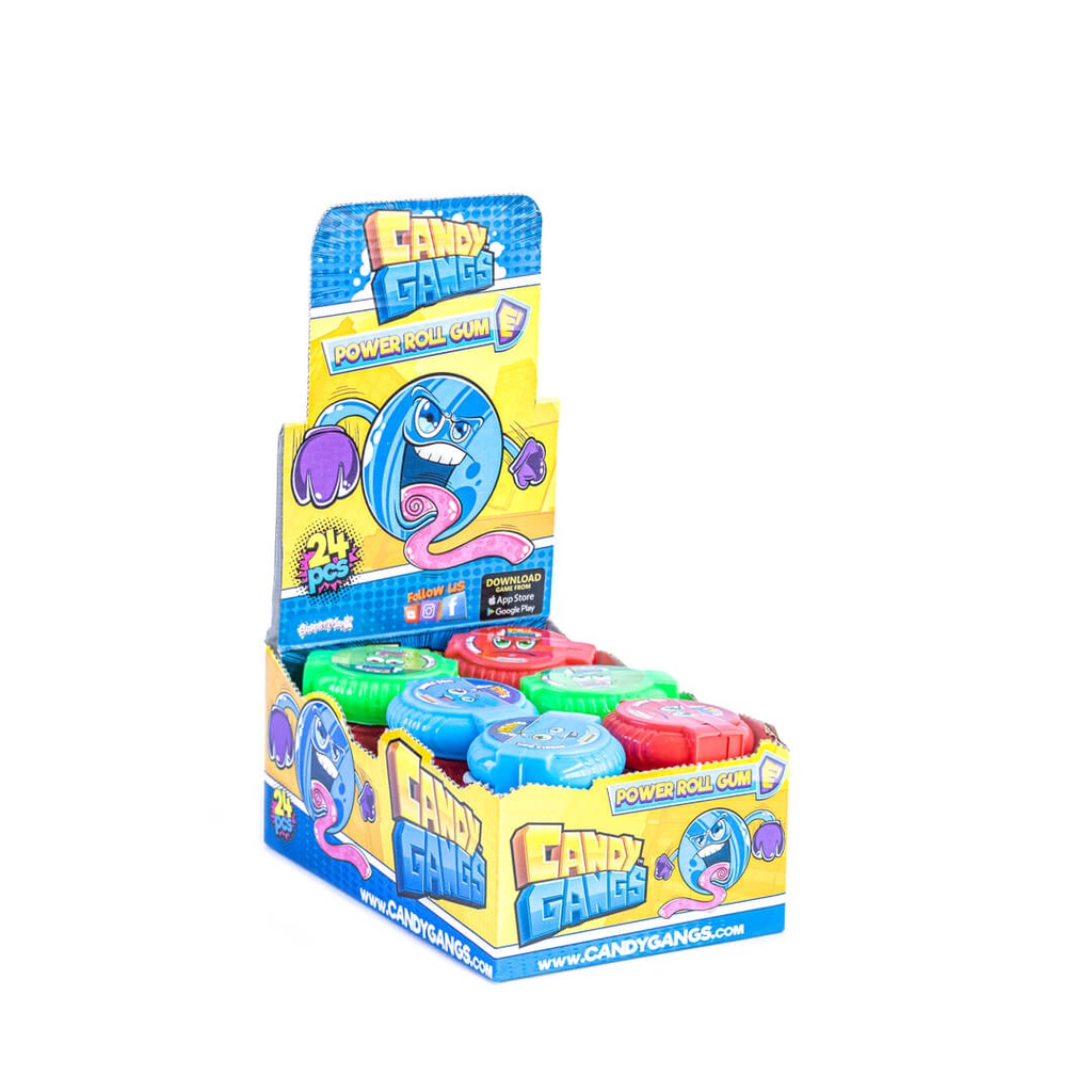 CANDY GANGS POWER ROLL GUM - METROWA GUMA DO ŻUCIA 12G 24szt/24disp