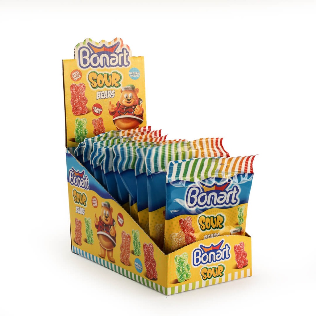 Bonart Gummy Sour Bears Jelly aBonart Gummy Sour Bears Jelly Candy PL Bag - 80gCandy PL Bag - 80g