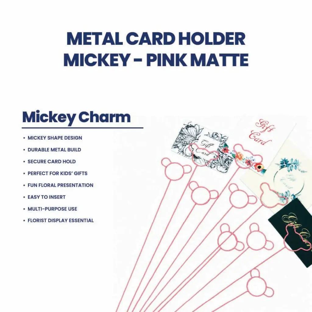 FL-1029 Metal Card Holder - Mickey Shape PINK MATTE 5.webp