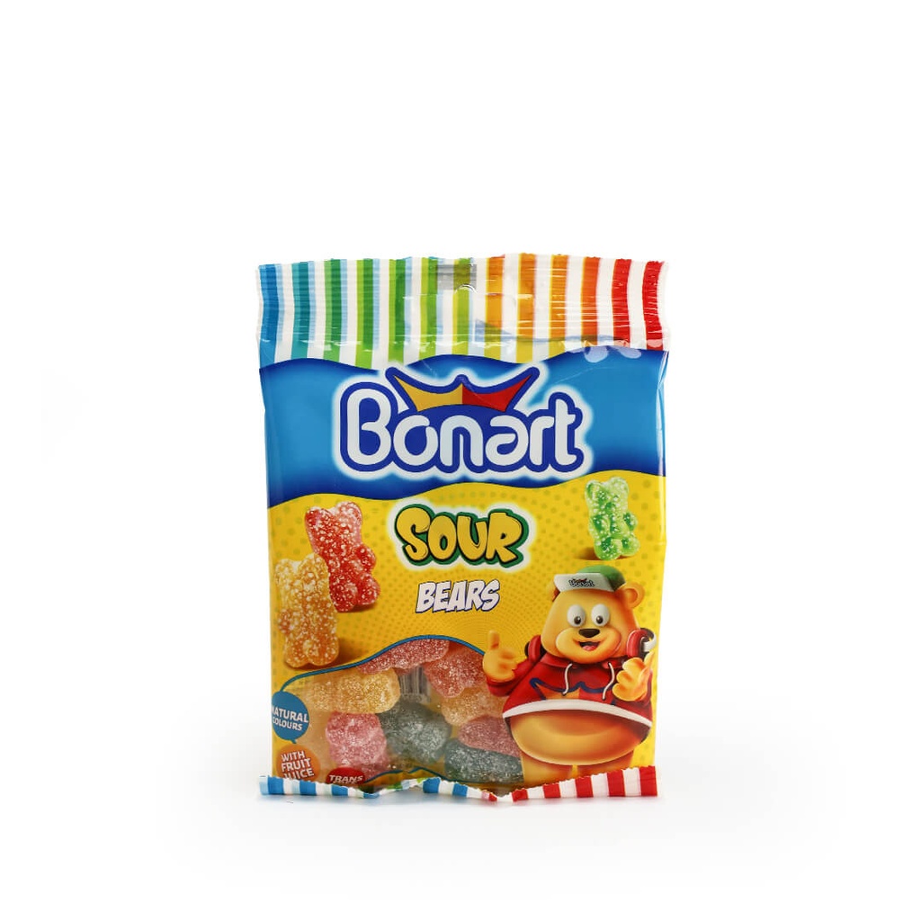 Bonart Gummy Sour Bears Jelly aBonart Gummy Sour Bears Jelly Candy PL Bag - 80gCandy PL Bag - 80g