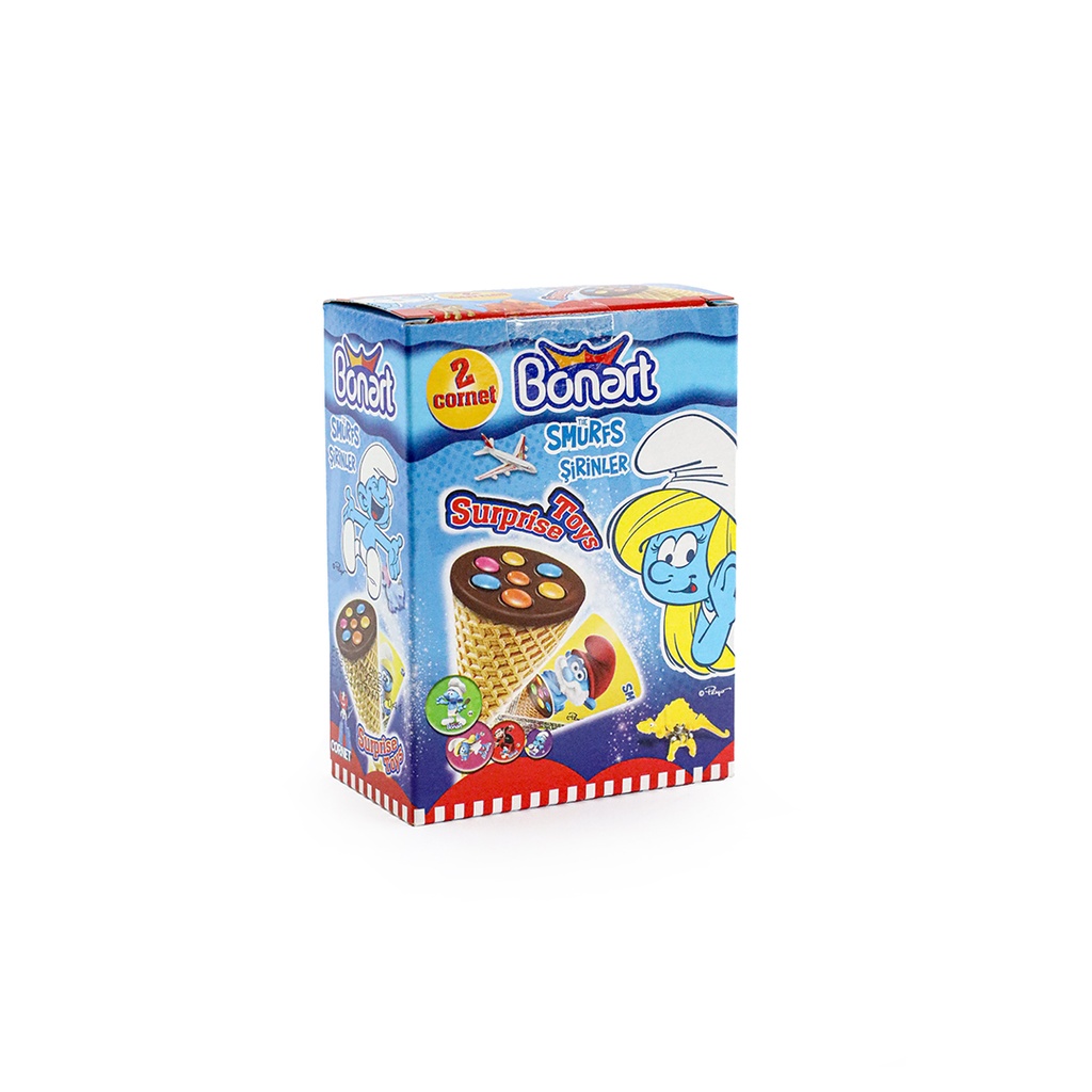 Bonart Smurfs Cornet Wafer with Cocoa Cream & Surprise Toys - 50g