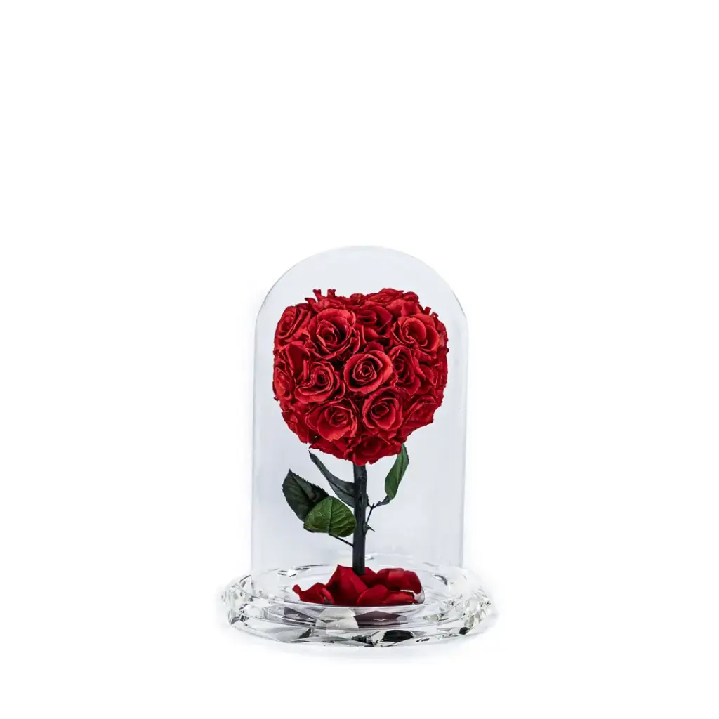 Preserve Flower Crystal Dome Heart Decoration