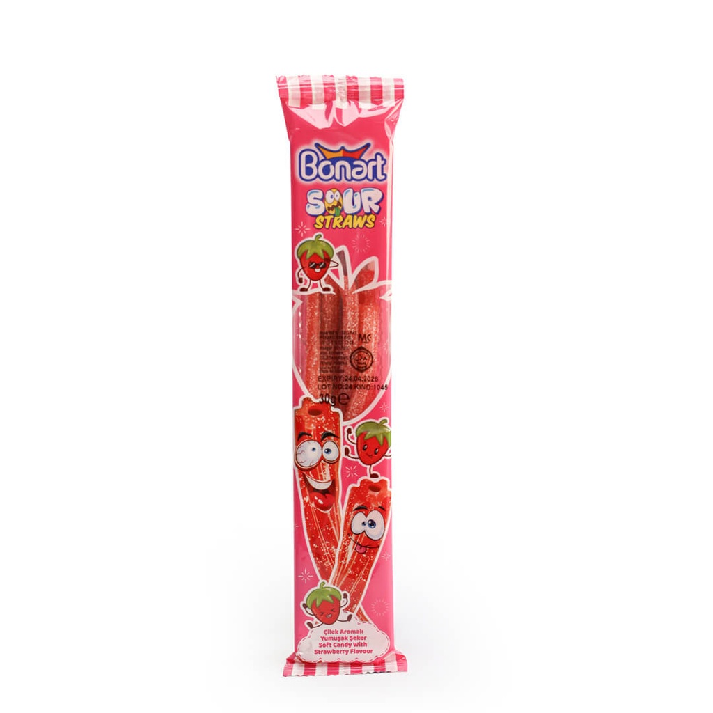 Bonart Sour Straws Strawberry Bag (Licorice) - 30g